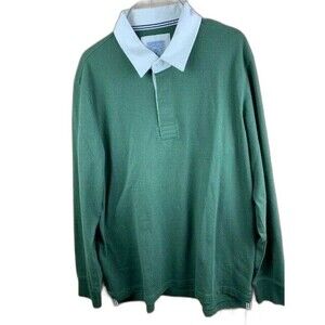 Luna Pier Size XL Mens Long Sleeve Polo Shirt Green 1/4 Button